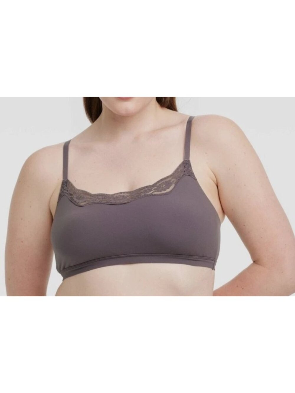 Auden size MEDIUM Luxe Stretch Unlined Scoop Bralette Purple Mauve Grey, NEW